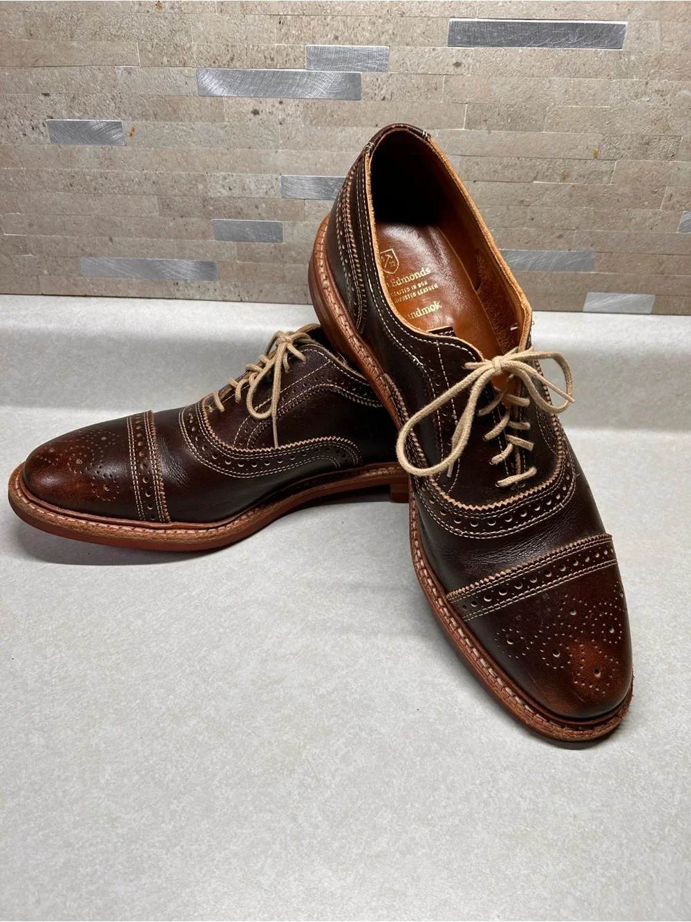 Allen Edmonds Strandmok Classic Men's Brown Wingtip Shoes 10.5